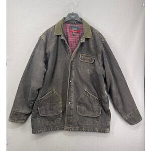 Merrill & Forbes Field Coat Mens 2XL Black Denim Chore Barn Workwear Quilted
